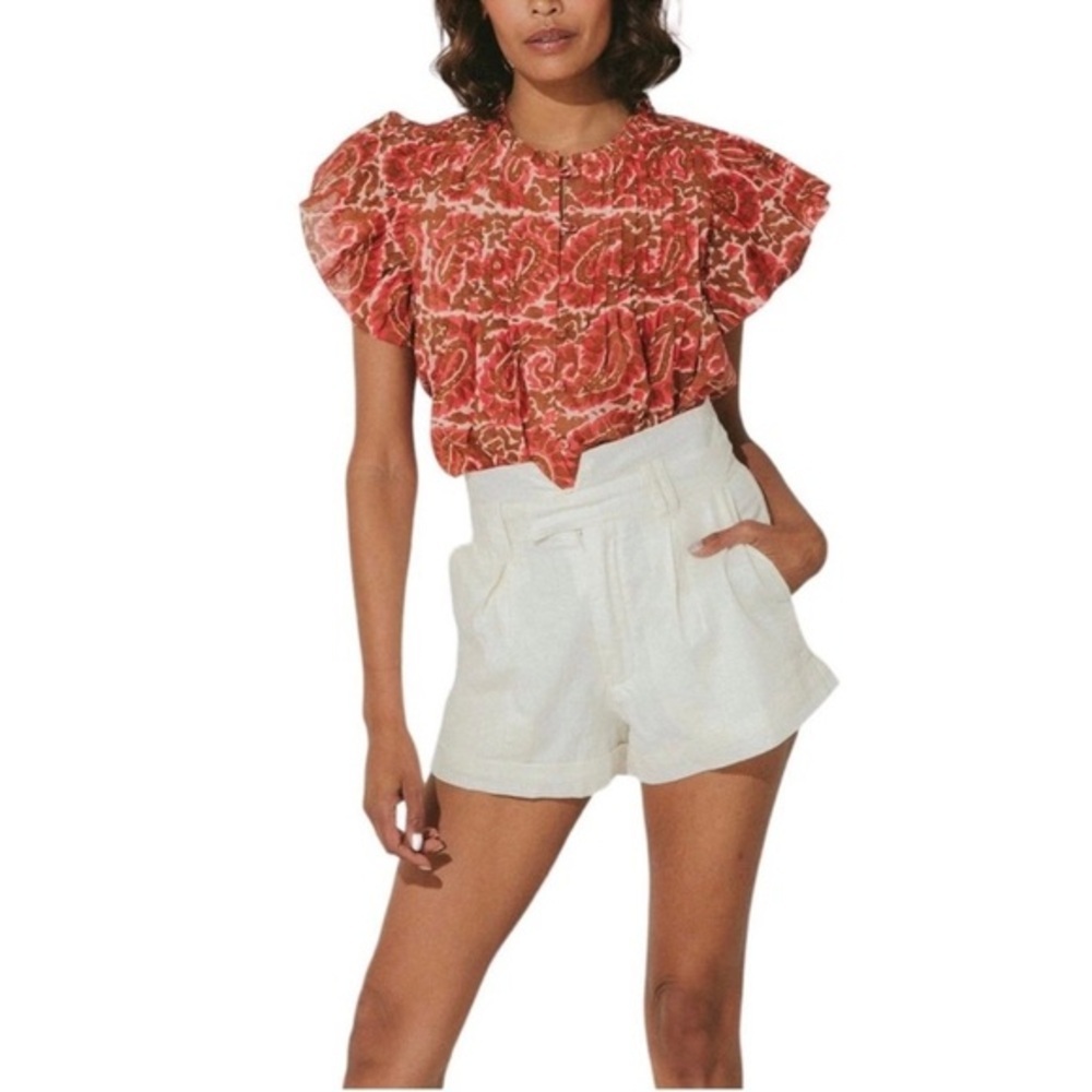Cleobella Vibrant Pink and Brown Paisley Blouse